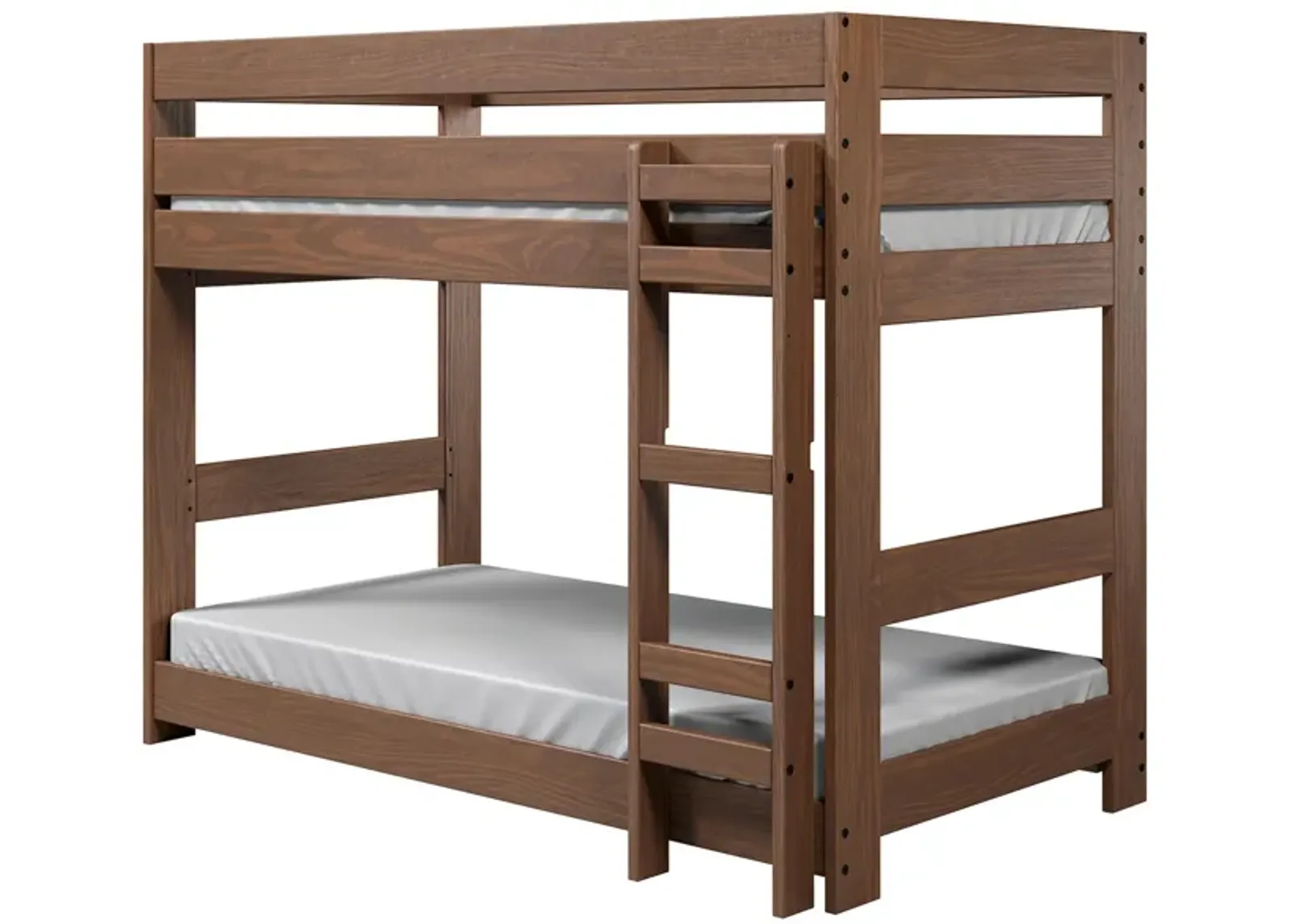 Twin/Twin Bunk Bed with Ladder, Brazilian Pine, Solid Wood, Mahogany