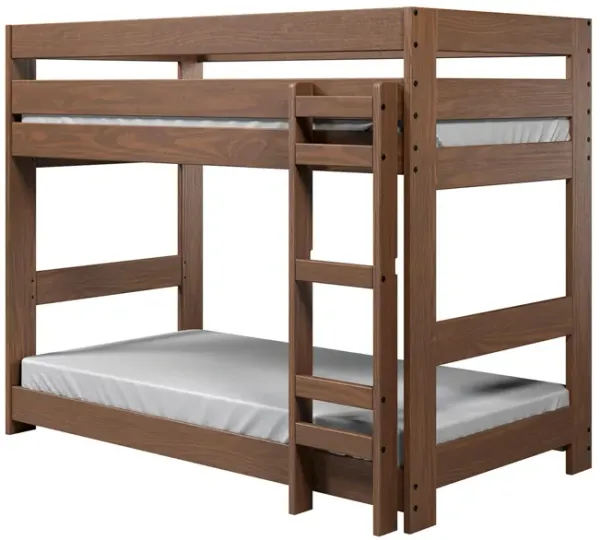 Twin/Twin Bunk Bed with Ladder, Brazilian Pine, Solid Wood, Mahogany