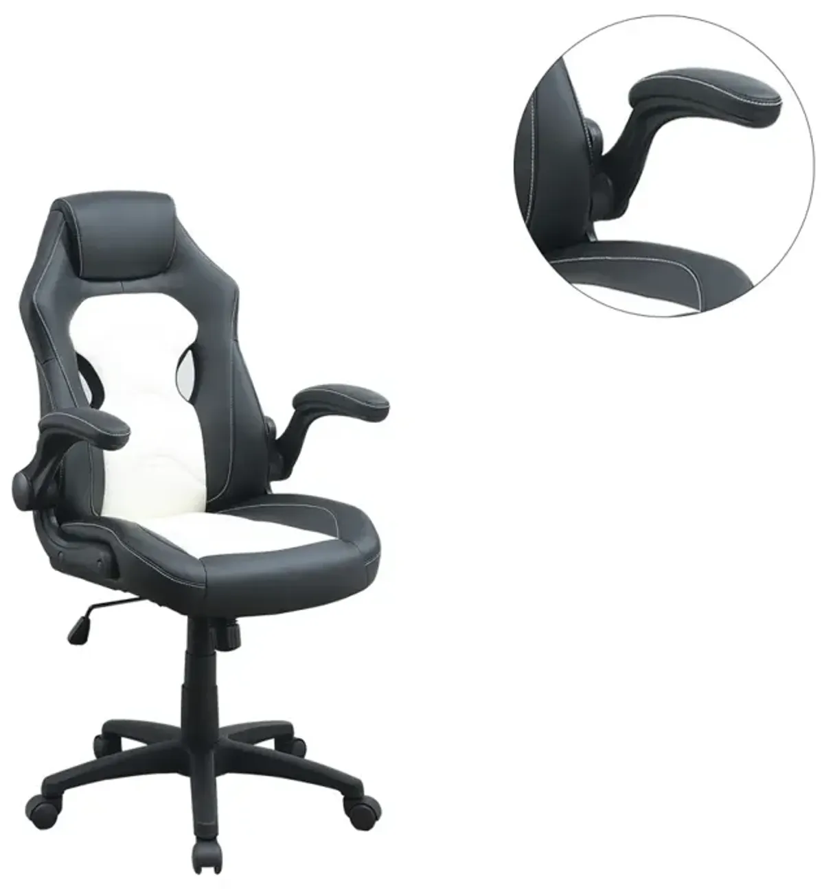 Adjustable Height Executive Office Chair, Black And White