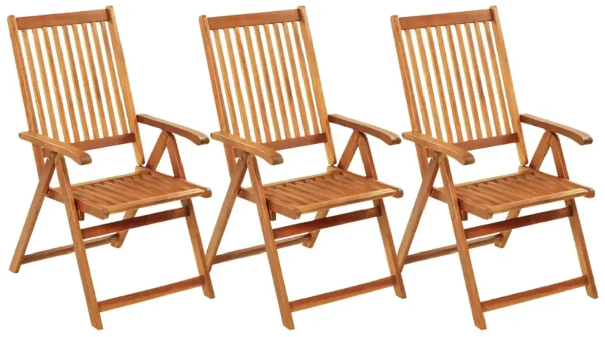 vidaXL Folding Garden Chairs 3 pcs with Cushions Solid Acacia Wood