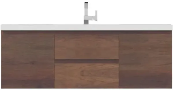 Alya Bath Paterno 60 Single Modern Wall Mounted Bathroom Vanity in Rosewood
