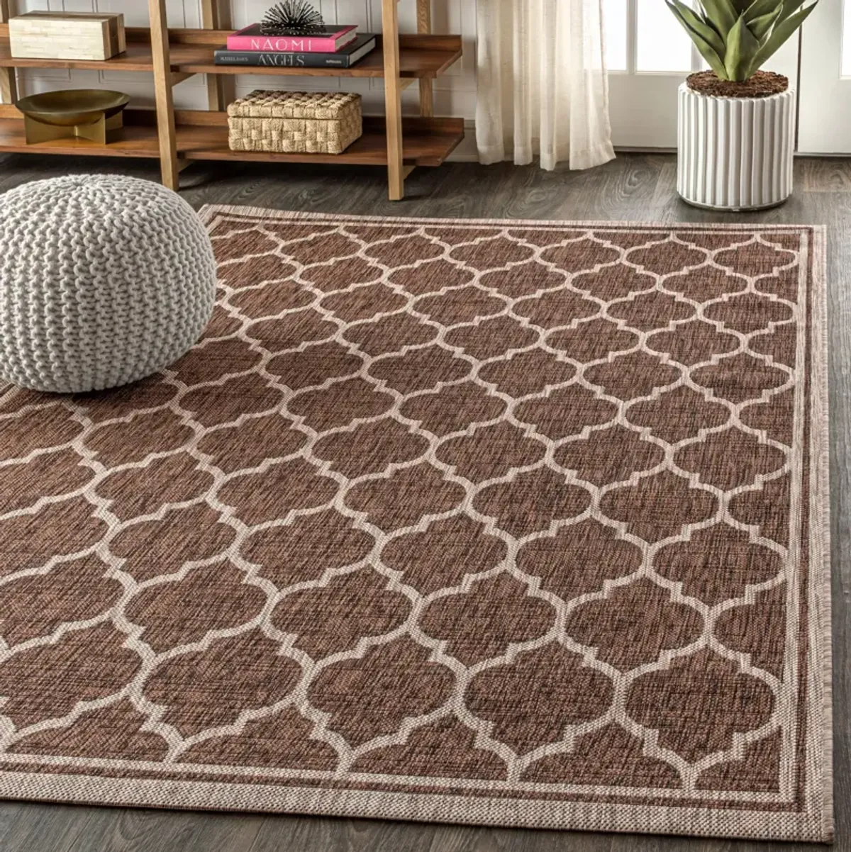 Trebol Moroccan Trellis Textured Weave Indoor/Outdoor Area Rug