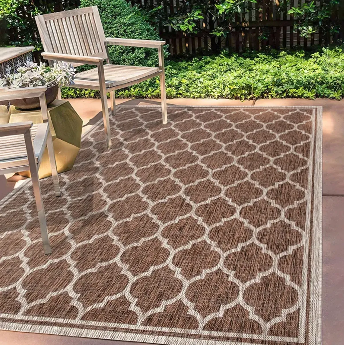 Trebol Moroccan Trellis Textured Weave Indoor/Outdoor Area Rug