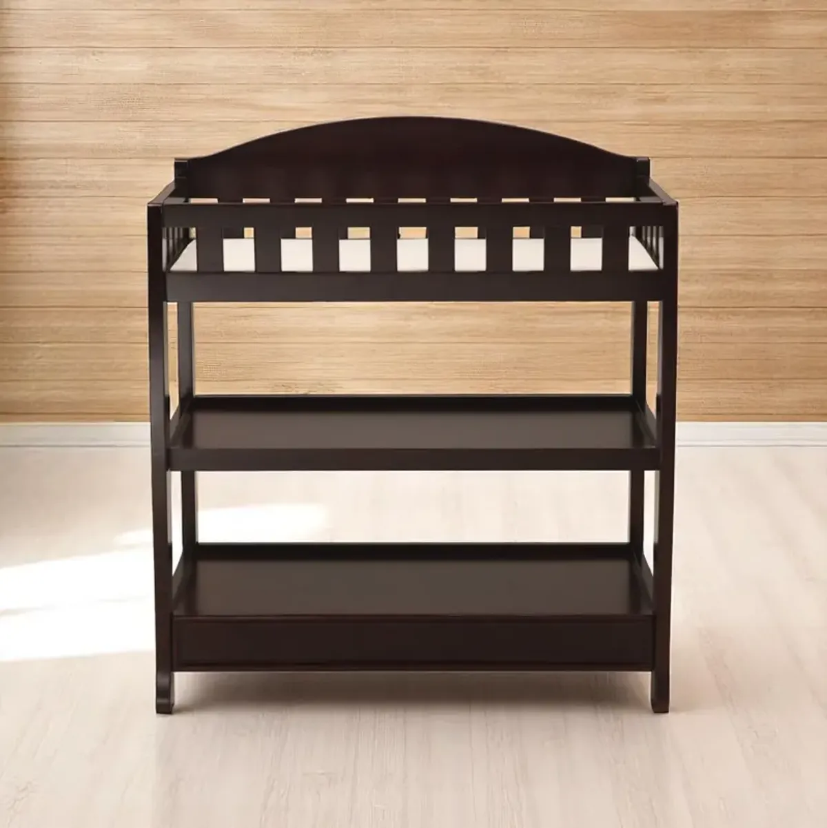 Wood Frame Baby Changing Table with Safety Features – Pad & Strap Included