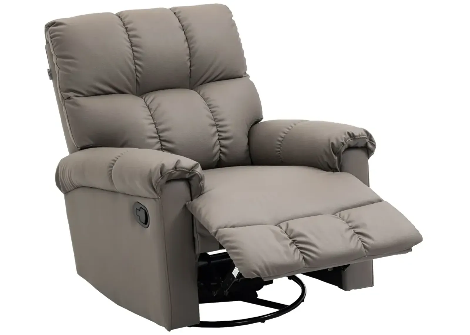 Brown Faux Leather Recliner: 360° Swivel, Footrest