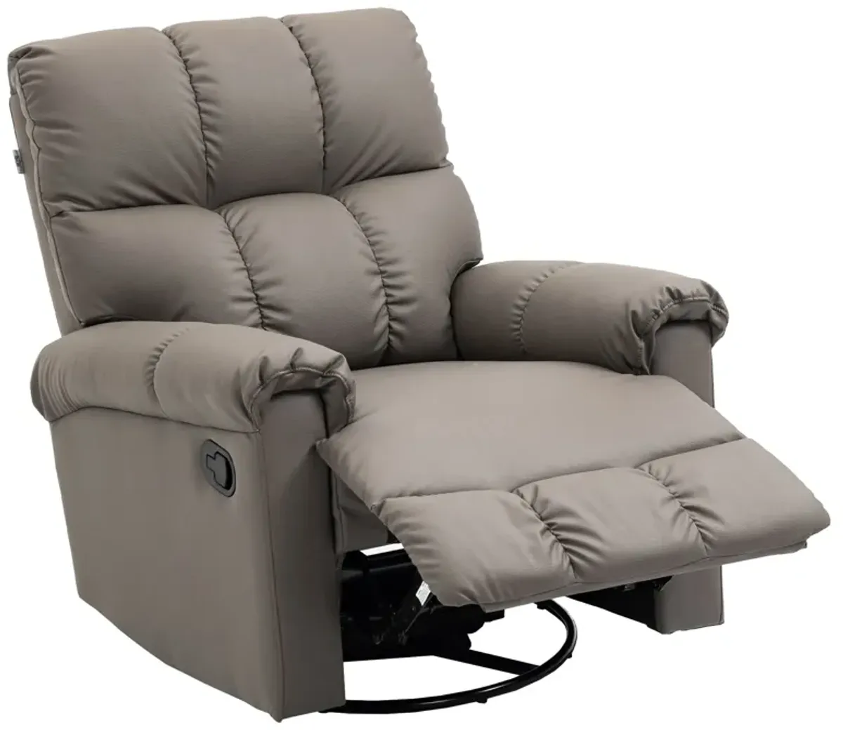 Brown Faux Leather Recliner: 360° Swivel, Footrest