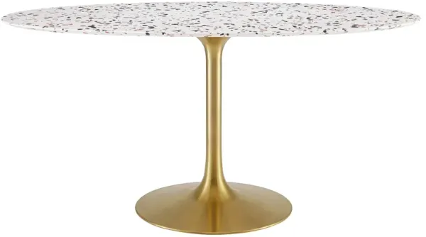 Modway - Lippa 60" Oval Terrazzo Dining Table Gold White