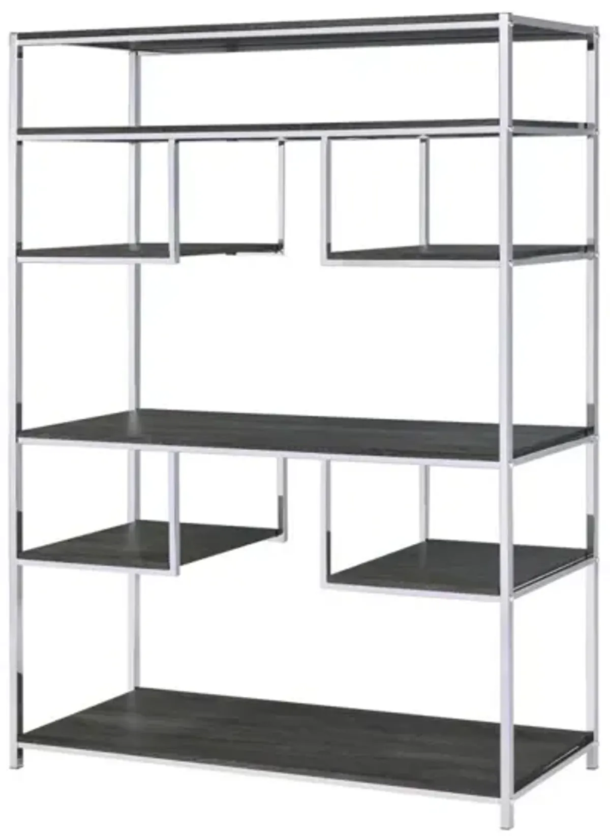 Vonara Bookshelf, Rustic Gray Oak & Chrome 92657