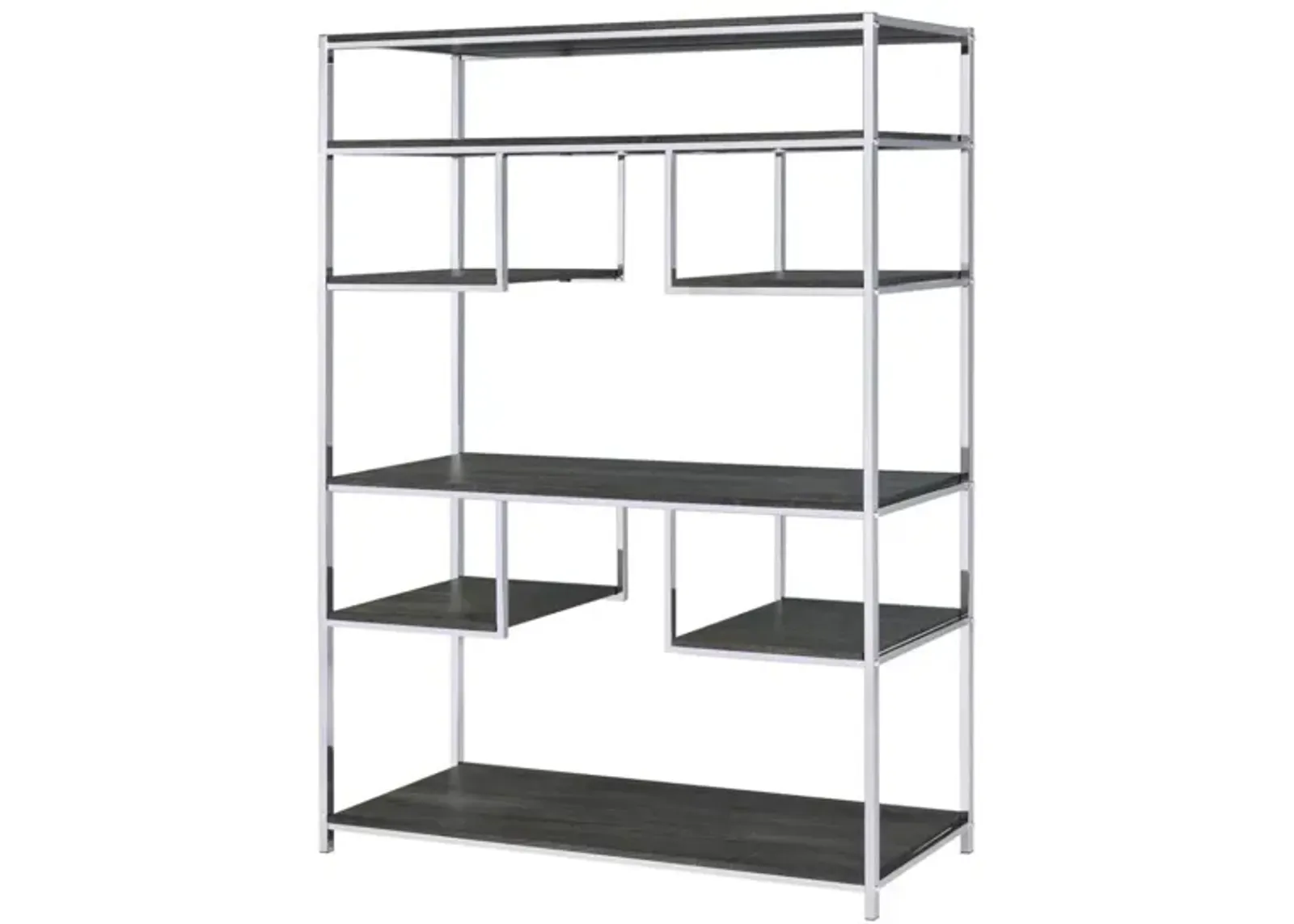 Vonara Bookshelf, Rustic Gray Oak & Chrome 92657