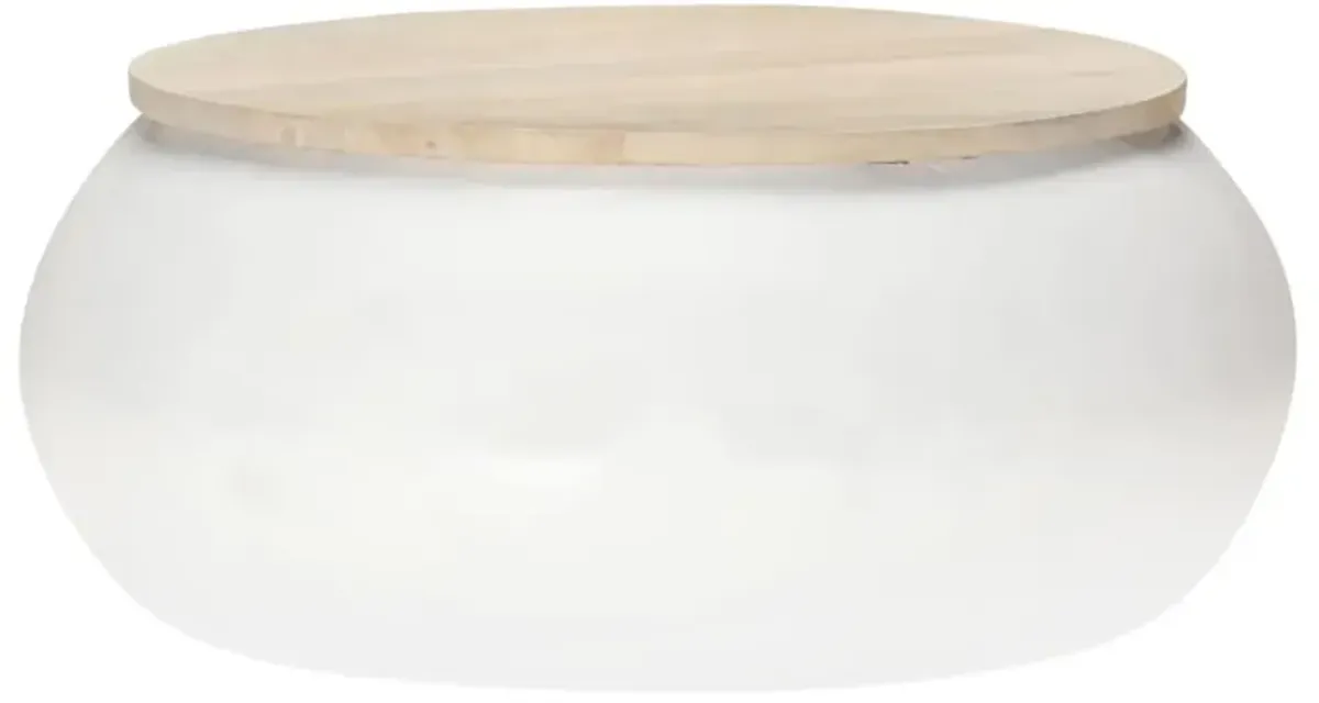 vidaXL Coffee Table White 26.8"x26.8"x11.8" Solid Mango Wood