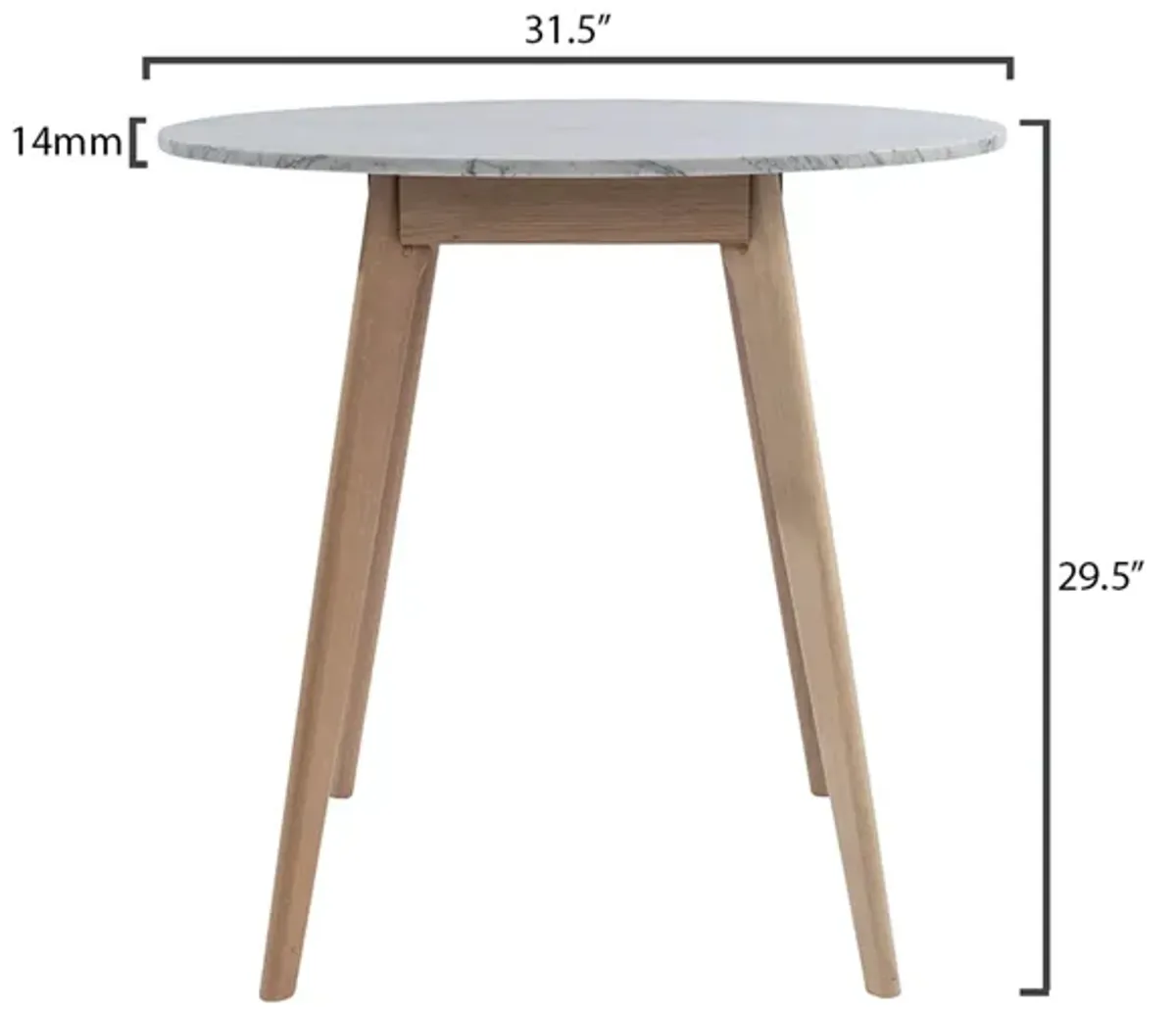 Avella 31" Round Italian Carrara White Marble Dining Table with Legs