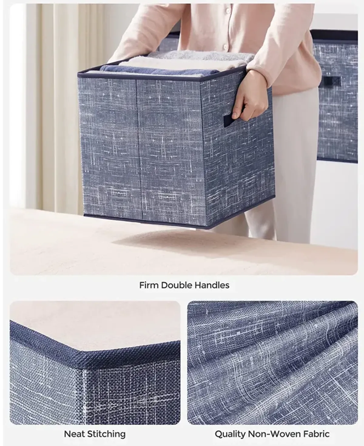 Non-Woven Fabric Storage Cubes with Double Handles