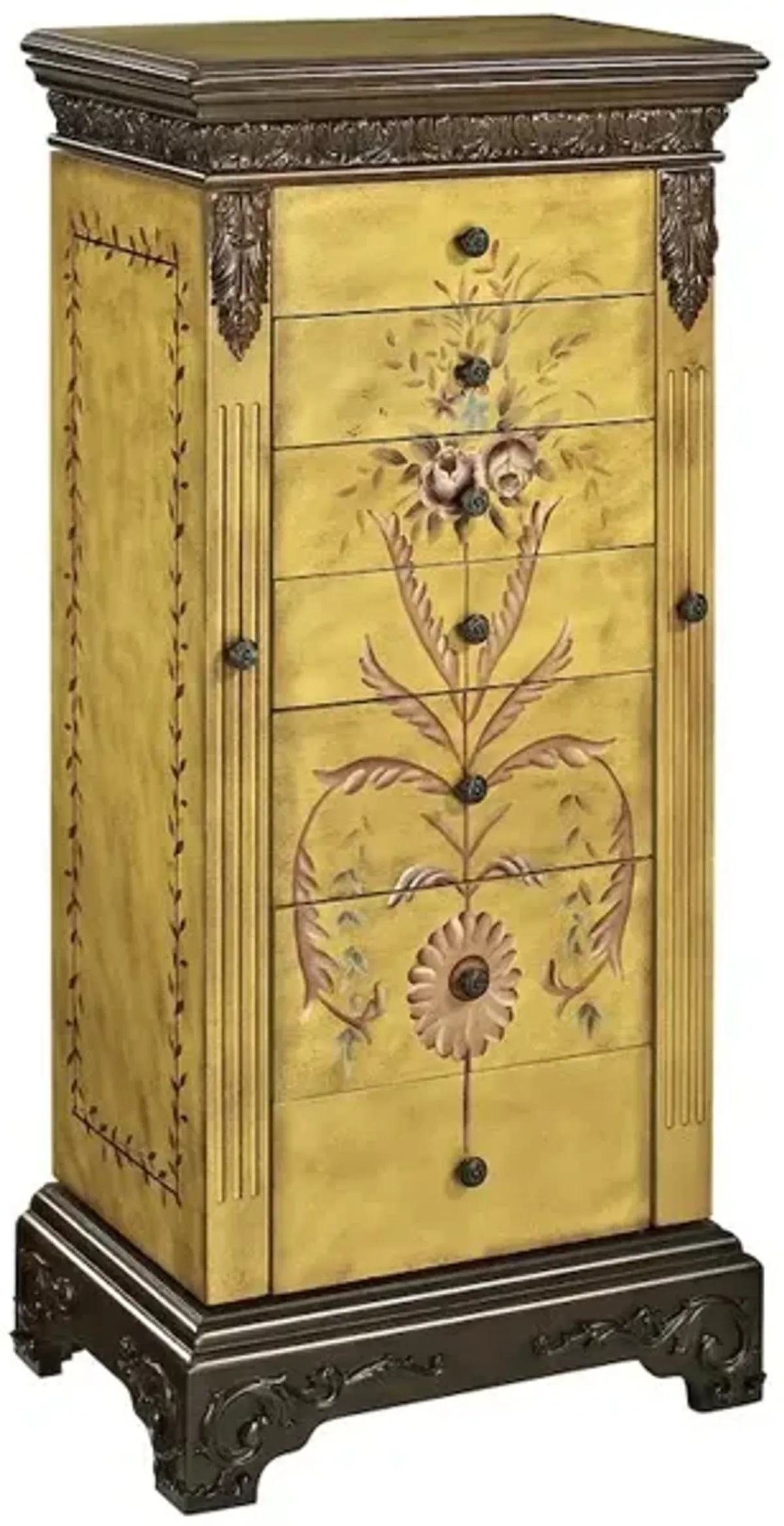 Powell Masterpiece Antique Parchment Hand Painted Jewelry Armoire