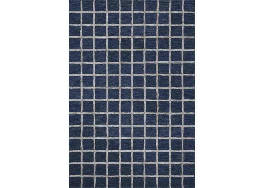 Polly POL-05 Navy / Silver 2''6" x 7''6" Rug by Chris Loves Julia