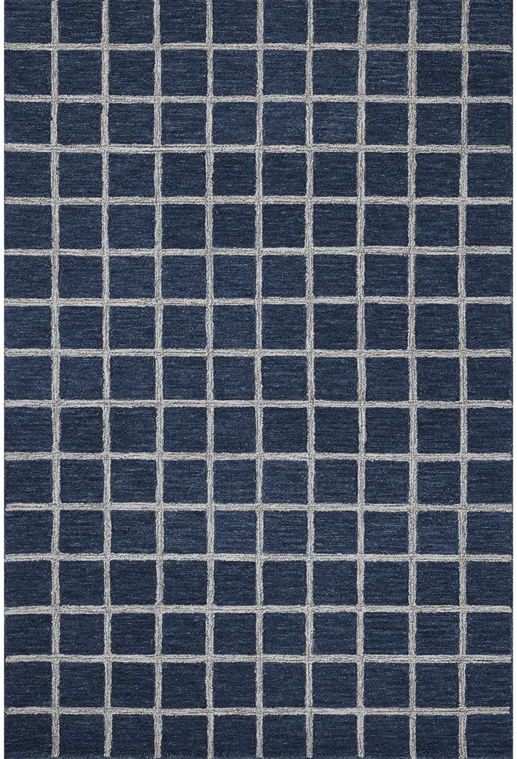 Polly POL-05 Navy / Silver 2''6" x 7''6" Rug by Chris Loves Julia