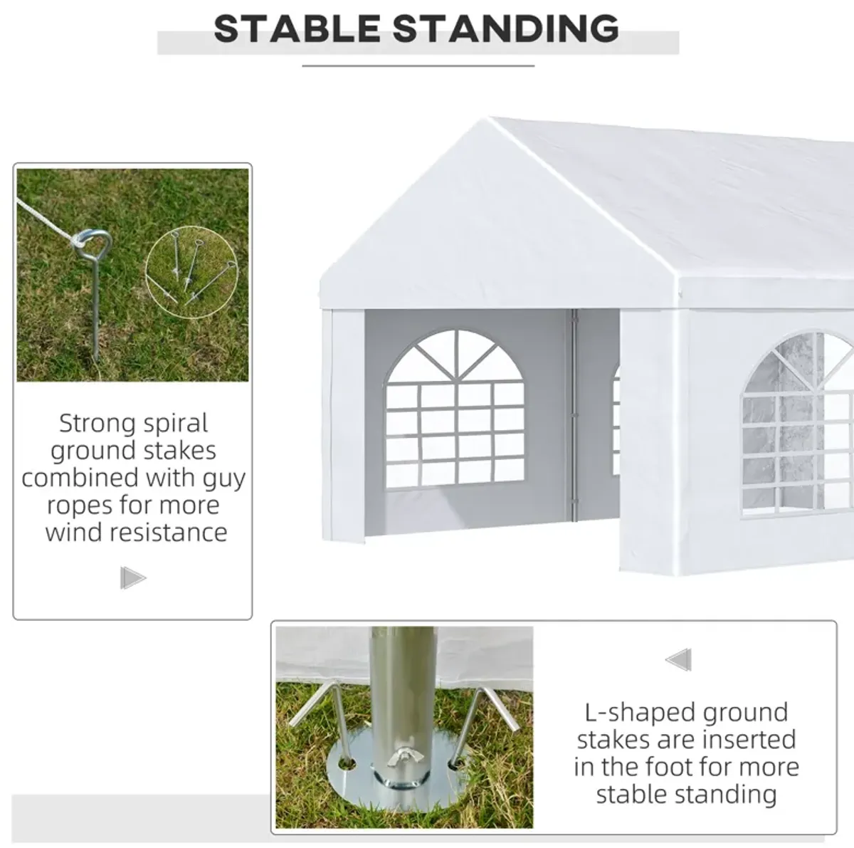 White Event Shelter: 16'x13' Party Tent Carport with Sidewalls & Windows