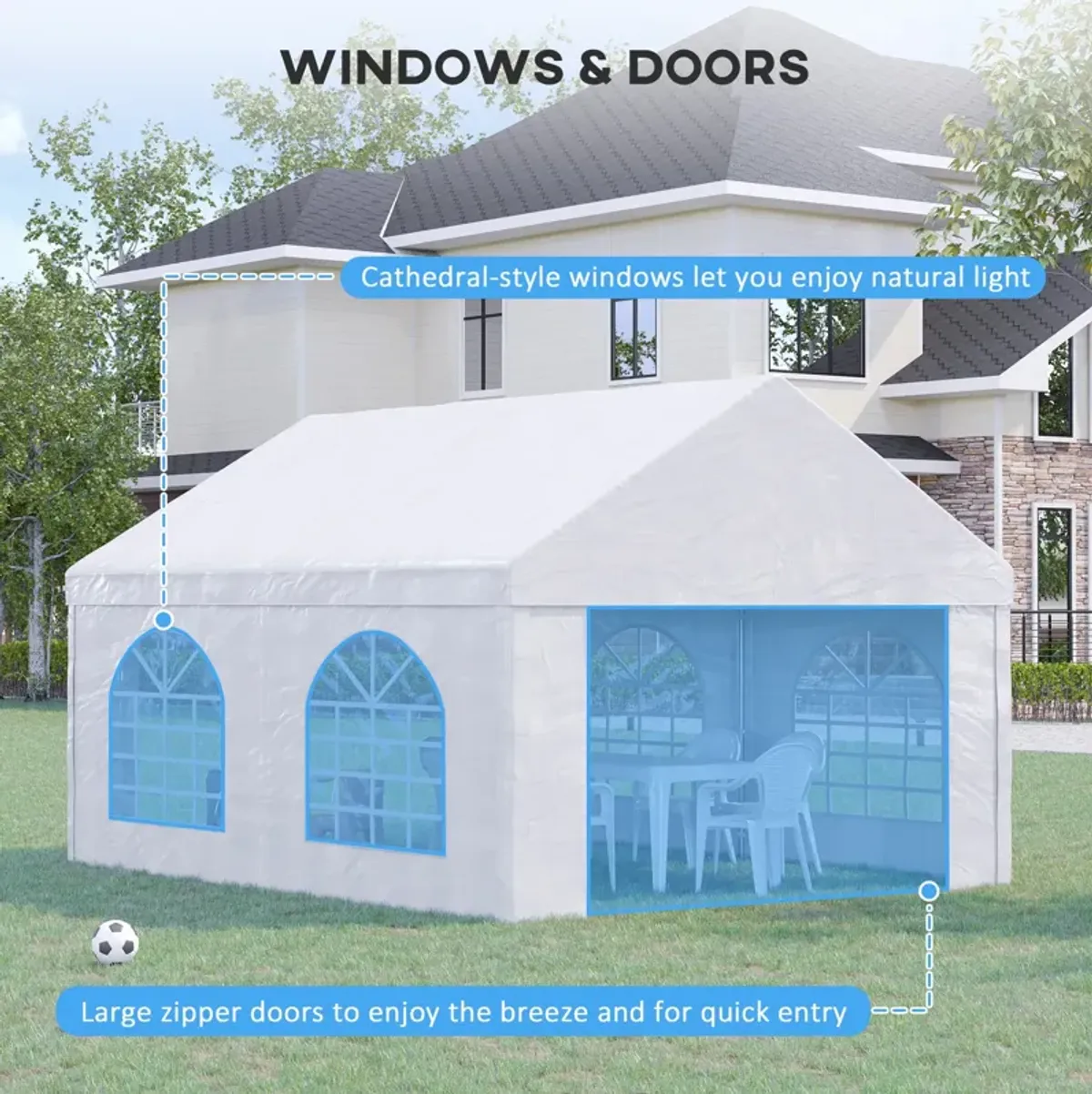 White Event Shelter: 16'x13' Party Tent Carport with Sidewalls & Windows