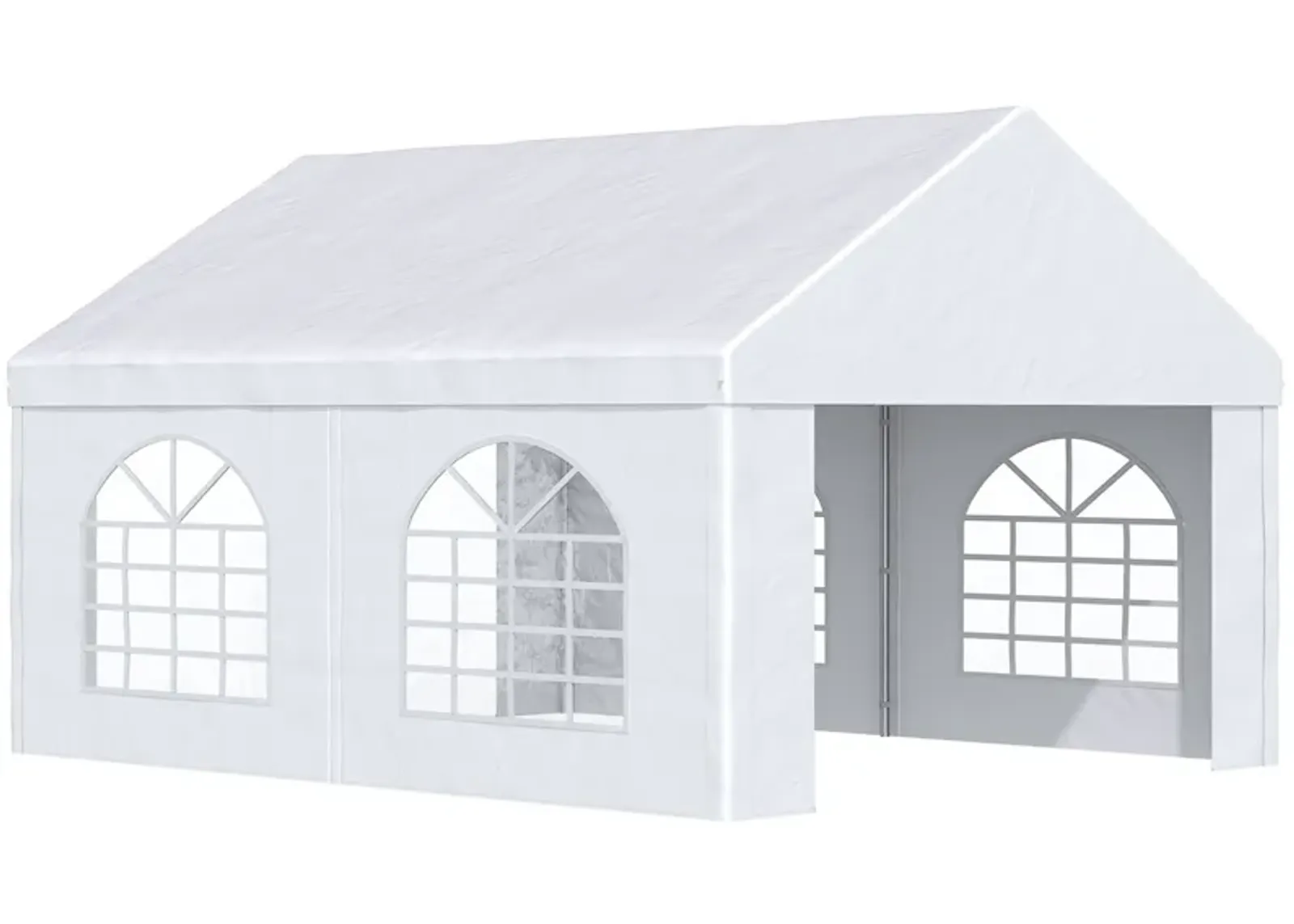 White Event Shelter: 16'x13' Party Tent Carport with Sidewalls & Windows