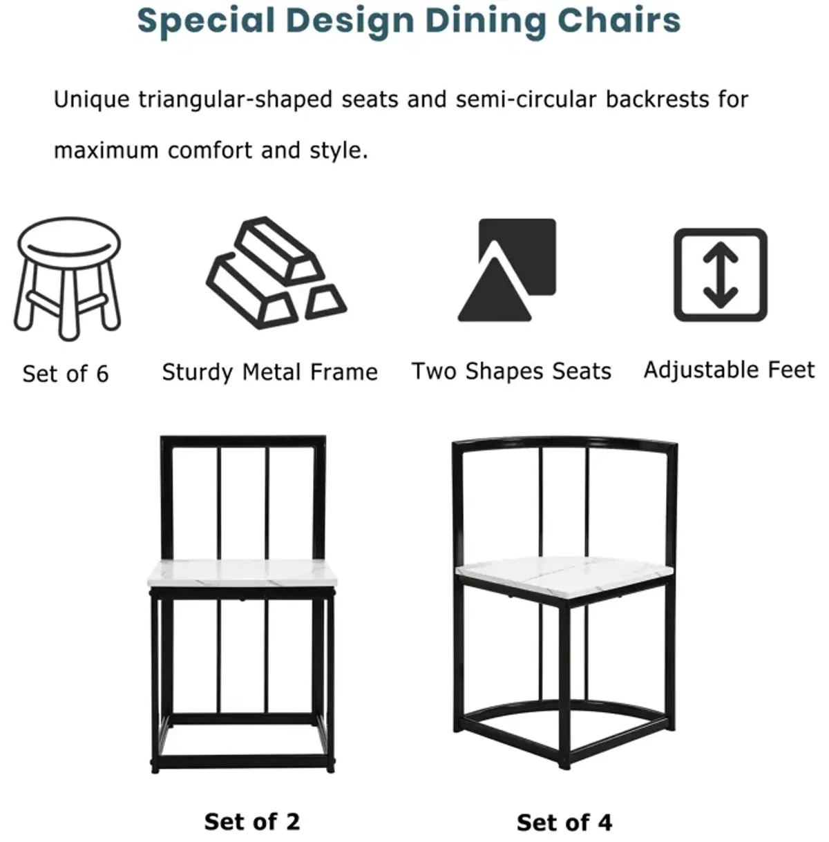 Modern 7-Piece Dining Table Set with 6 Stools