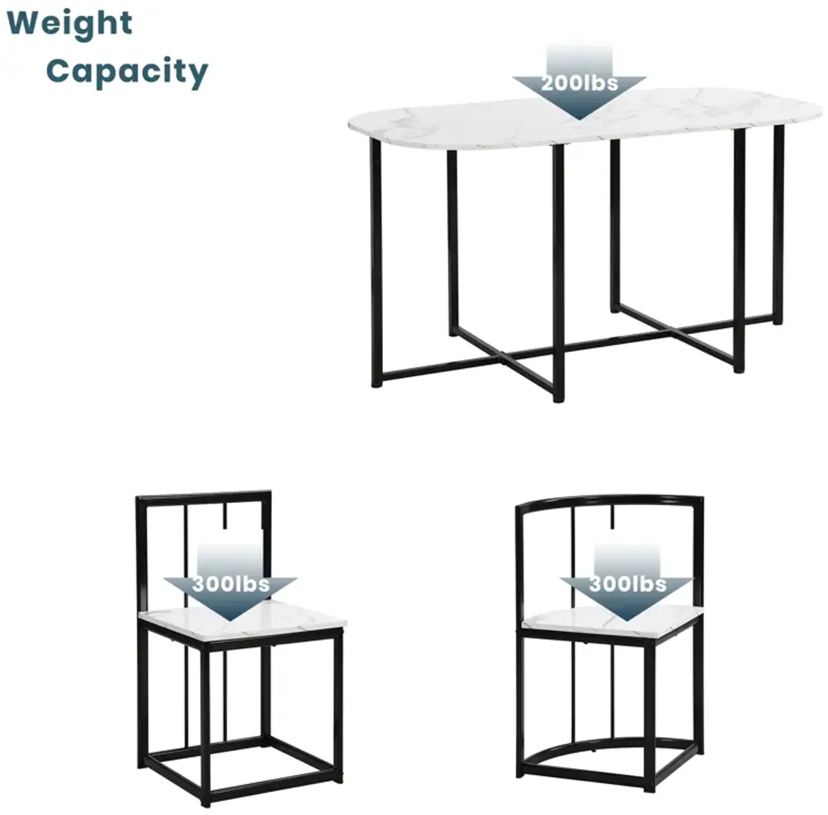 Modern 7-Piece Dining Table Set with 6 Stools