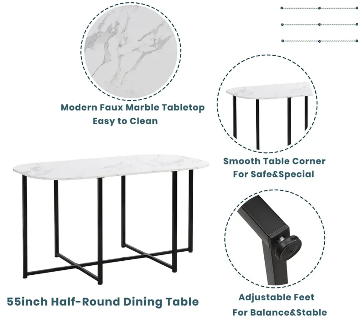 Modern 7-Piece Dining Table Set with 6 Stools