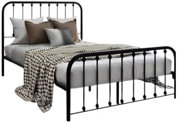 Hivvago Full size Classic Black Metal Bed Frame with Slatted Headboard and Footboard