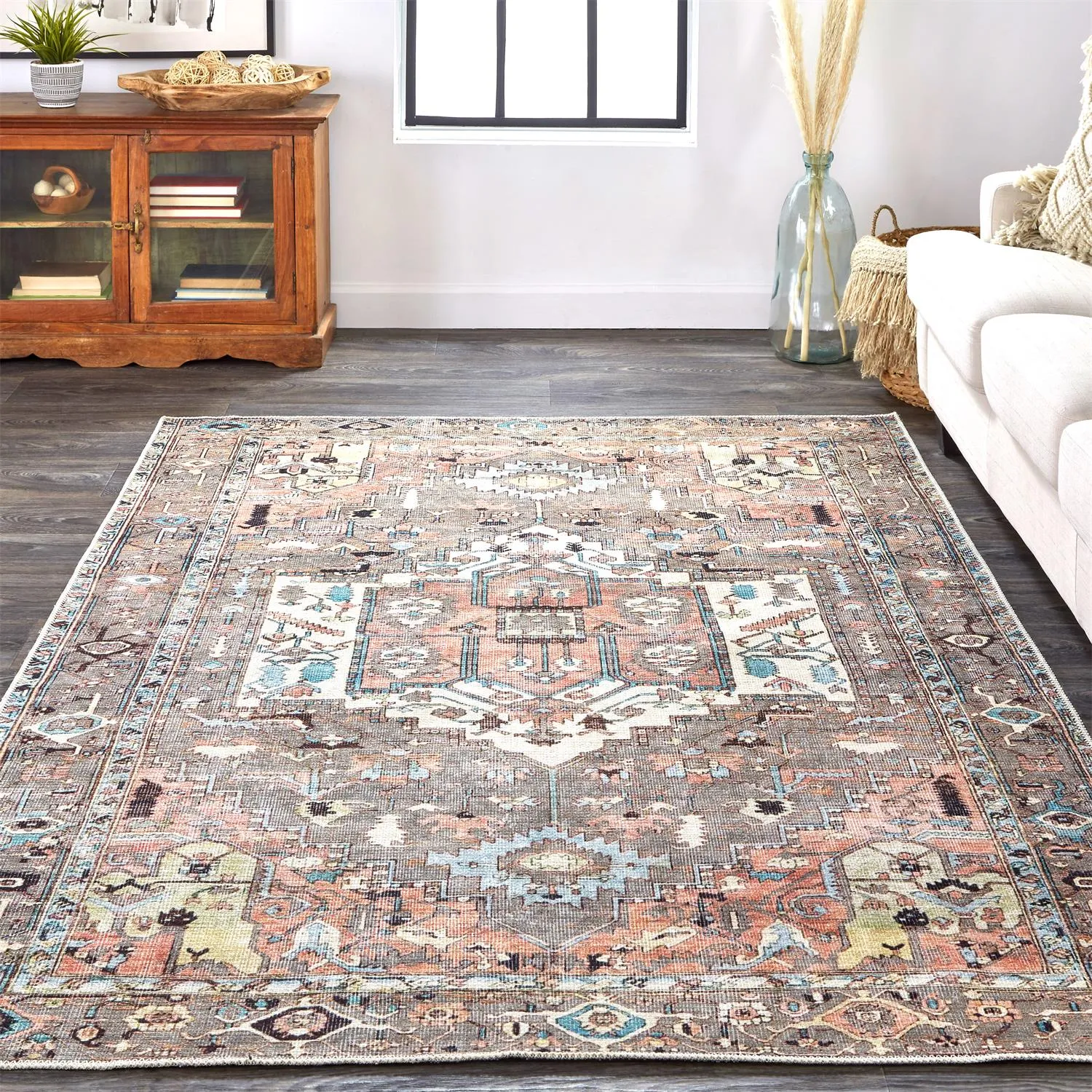 Percy 39AJF Taupe/Red/Brown 7'10" x 9'10" Rug