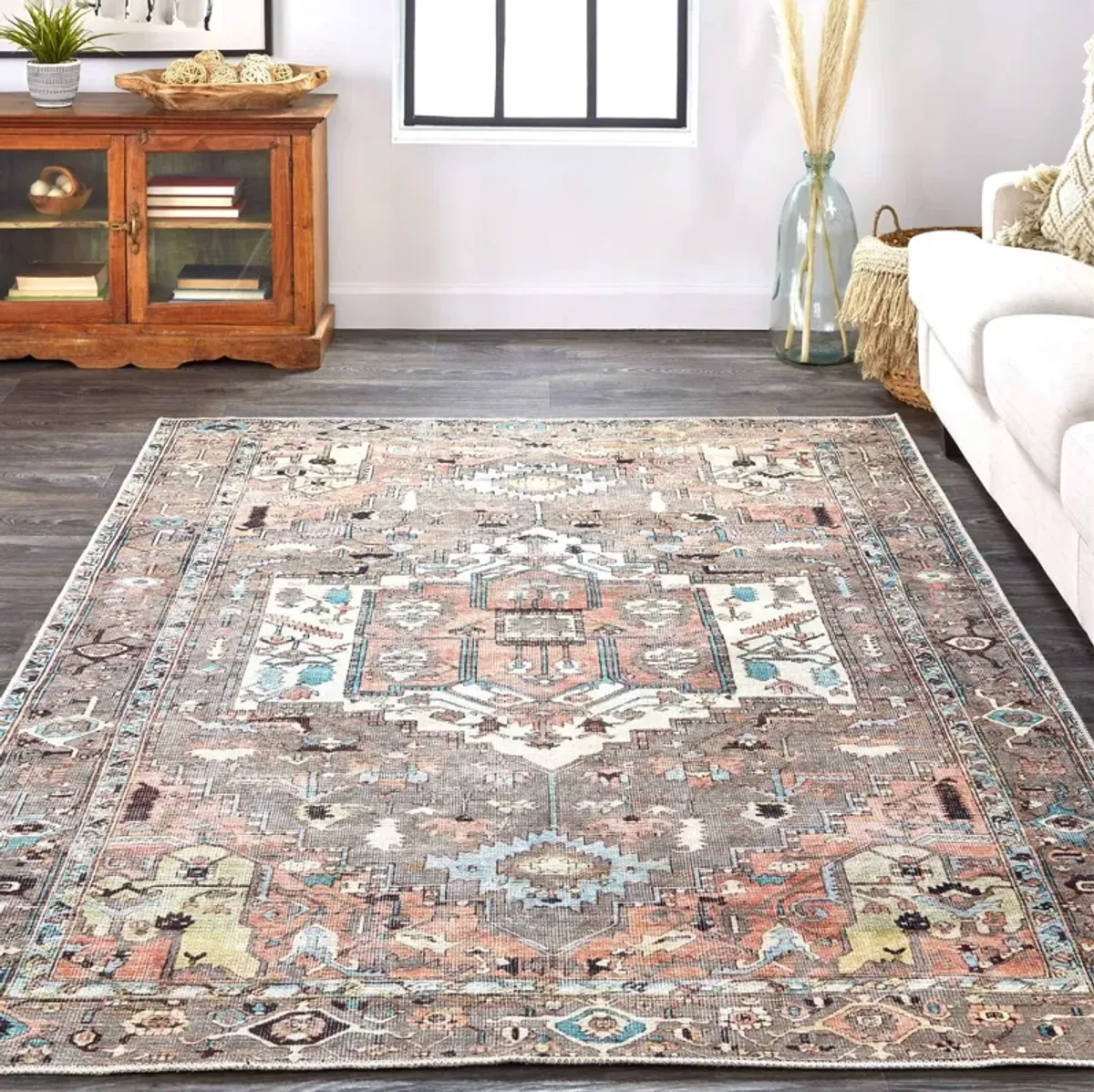 Percy 39AJF Taupe/Red/Brown 7'10" x 9'10" Rug