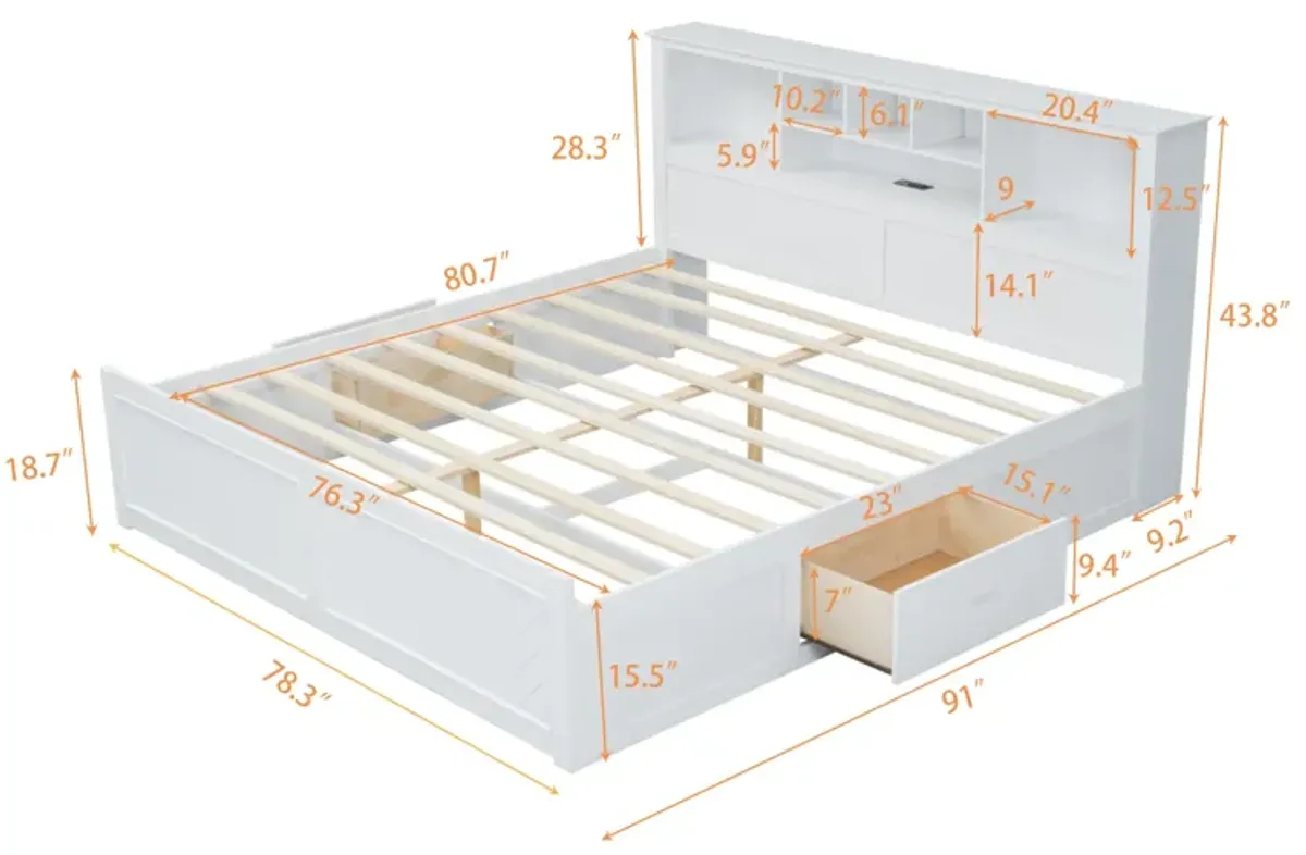 Merax Wood Platform Bed with Multi-storage Headboard