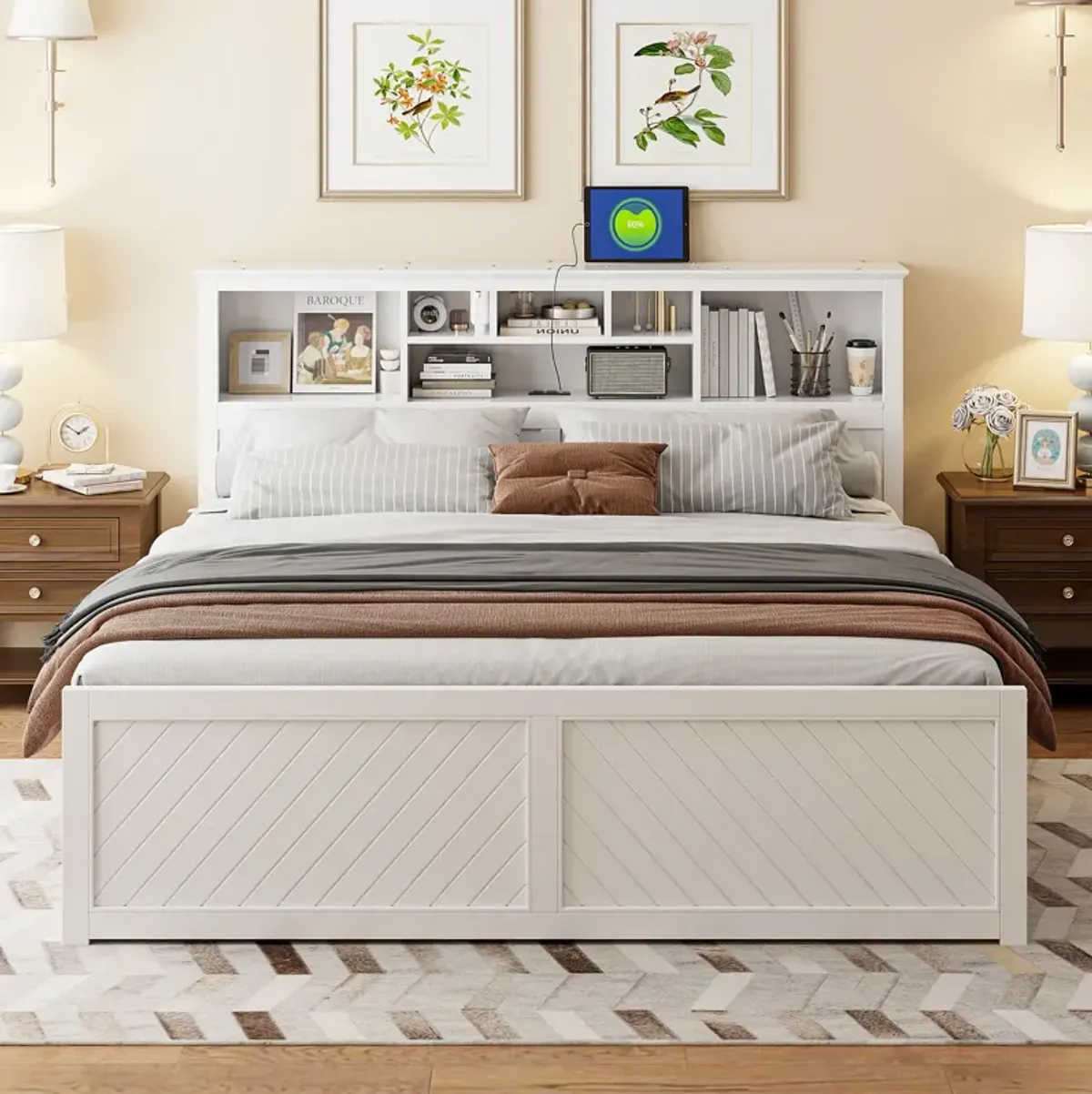 Merax Wood Platform Bed with Multi-storage Headboard