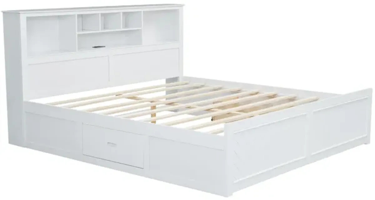 Merax Wood Platform Bed with Multi-storage Headboard