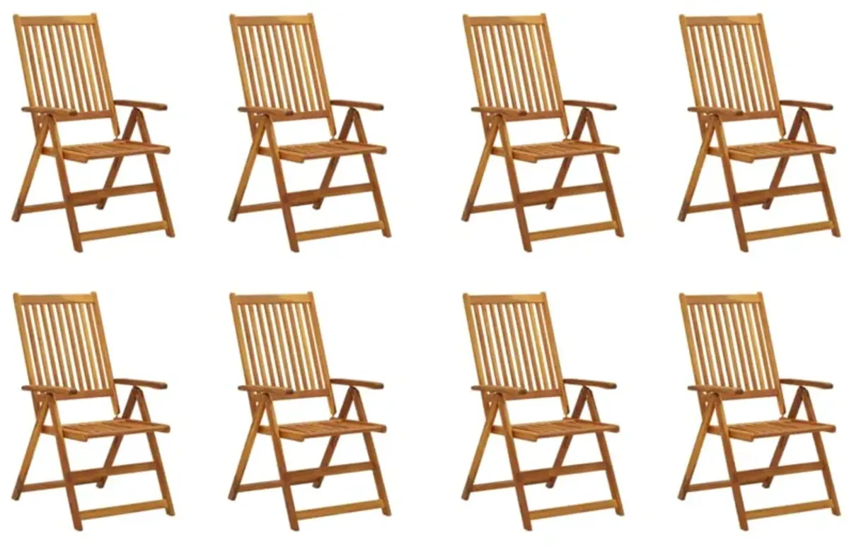 vidaXL Folding Patio Chairs with Cushions 8 pcs Solid Acacia Wood