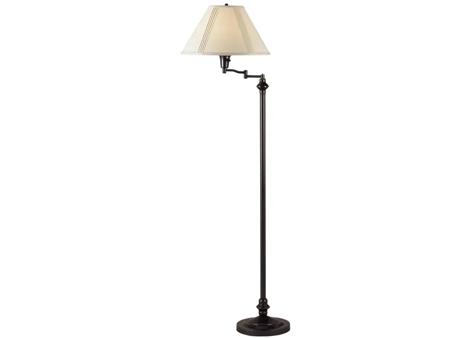 150 Watt Metal Floor Lamp with Swing Arm and Fabric Conical Shade, Black-Benzara