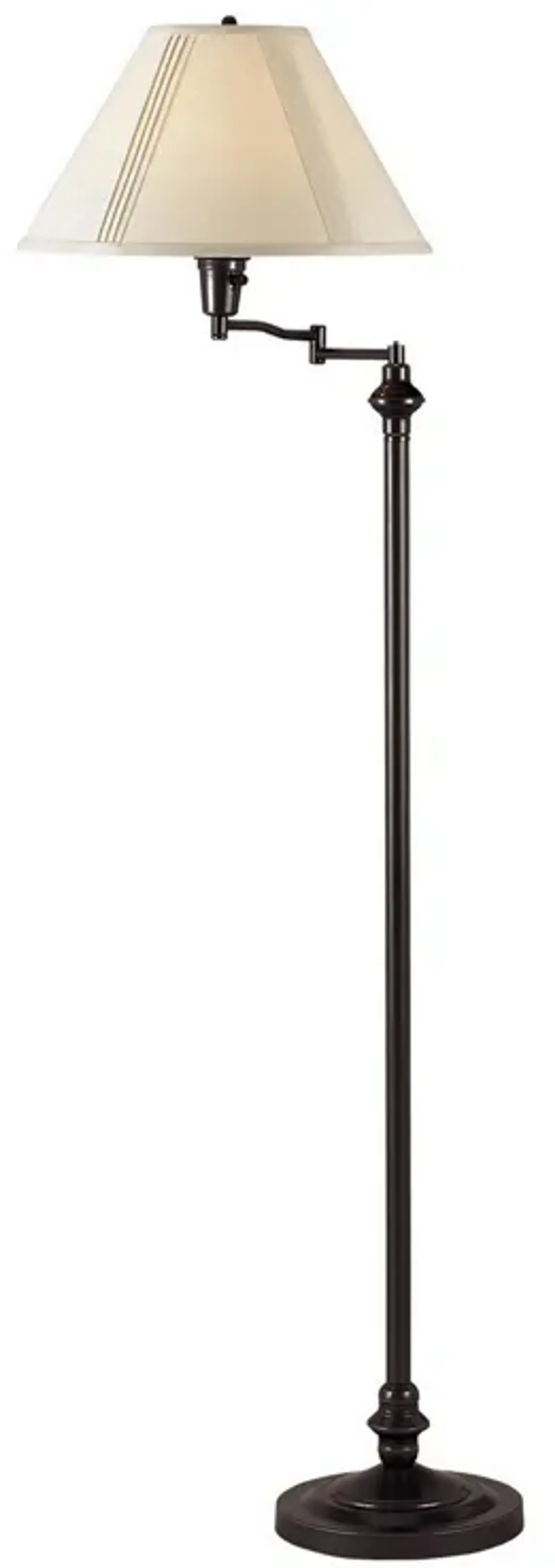 150 Watt Metal Floor Lamp with Swing Arm and Fabric Conical Shade, Black-Benzara