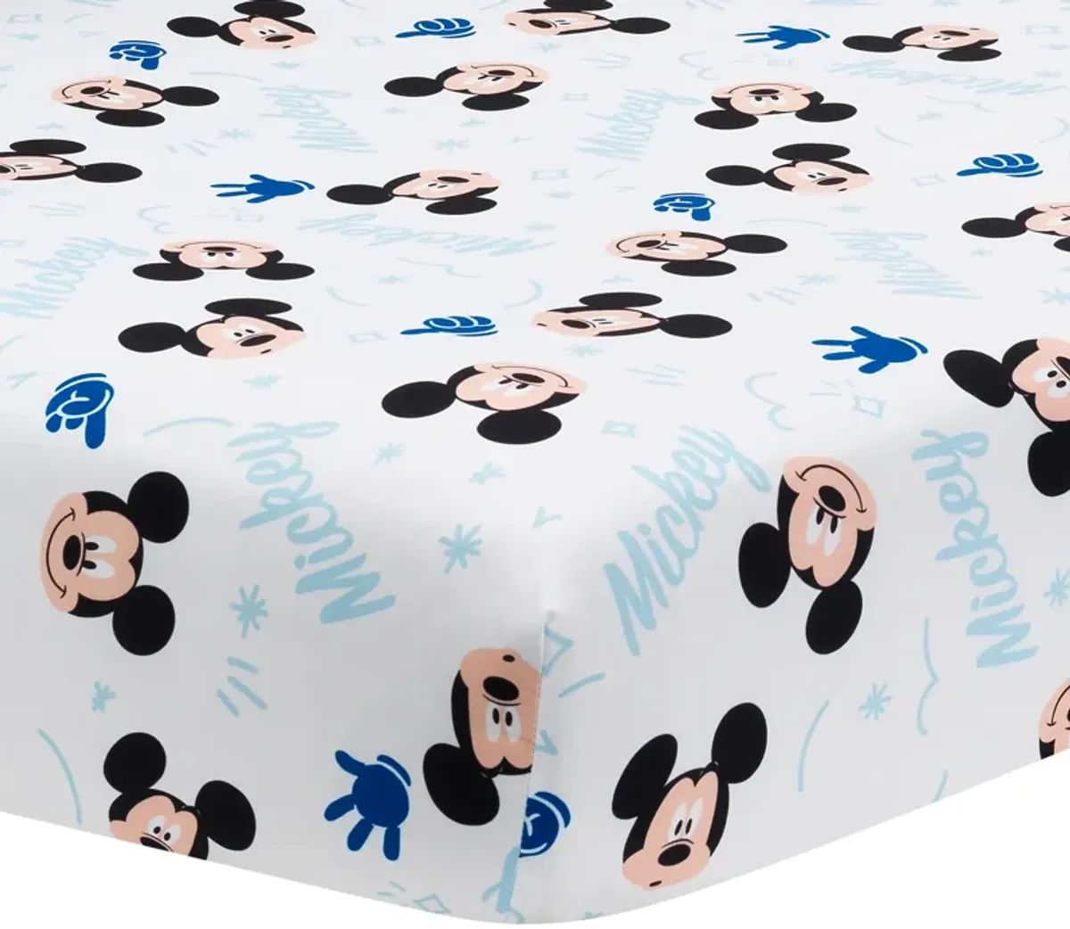 Lambs & Ivy Disney Baby Forever Mickey Mouse White Fitted Crib Sheet