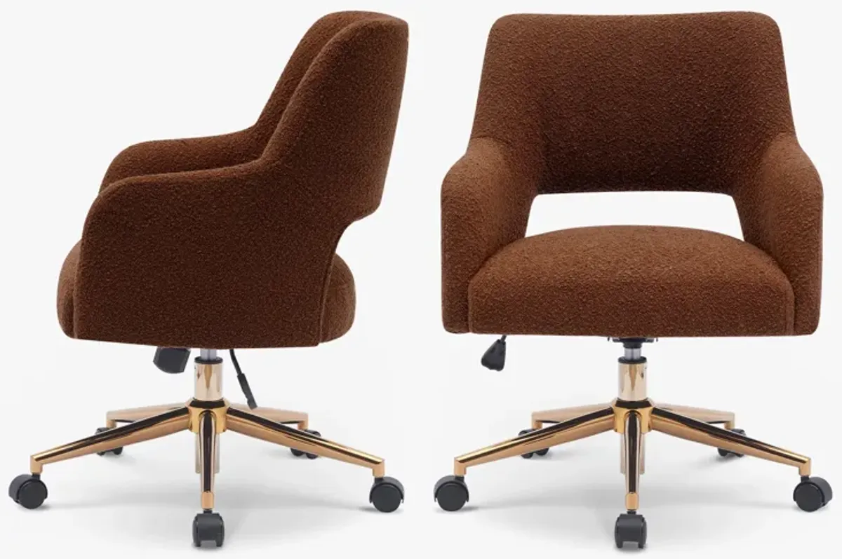 WestinTrends Mid-Century Modern Swivel Office Vanity Chair with Wheels