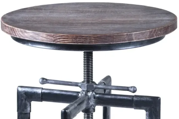 Armen Living Concord Adjustable Barstool in Grey Finish with Pine Wood Seat