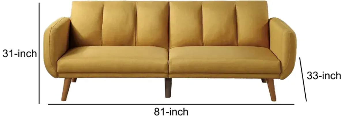 Adjustable Upholstered Sofa with Track Armrests and Angled Legs, Yellow