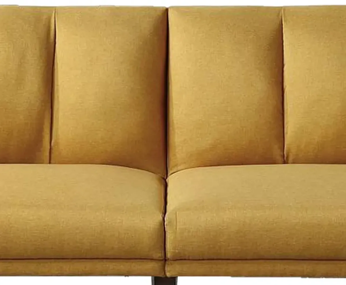 Adjustable Upholstered Sofa with Track Armrests and Angled Legs, Yellow