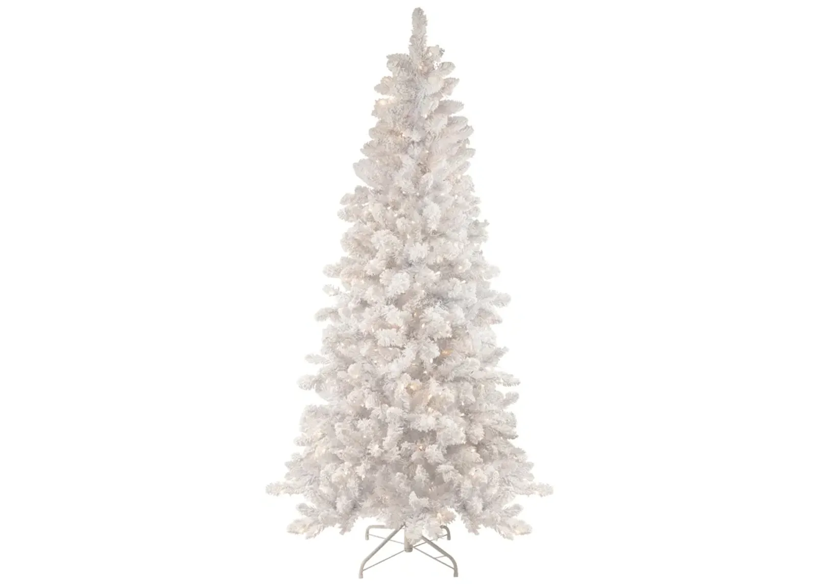 6.5' Pre-Lit Medium Flocked Norway Pine Artificial Christmas Tree  Warm White LED Lights