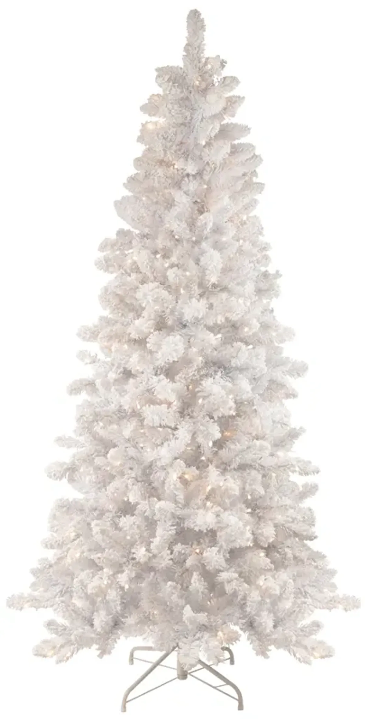 6.5' Pre-Lit Medium Flocked Norway Pine Artificial Christmas Tree  Warm White LED Lights