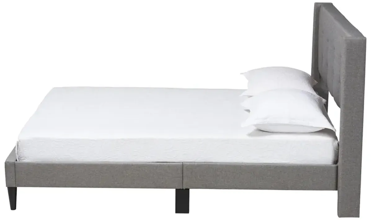 Baxton Studio Casol Mid-Century Modern Grey Fabric Upholstered Queen Size Platform Bed