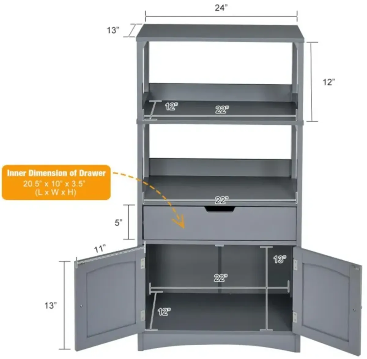 Hivvago Bathroom Storage Cabinet with Drawer and Shelf Floor Cabinet