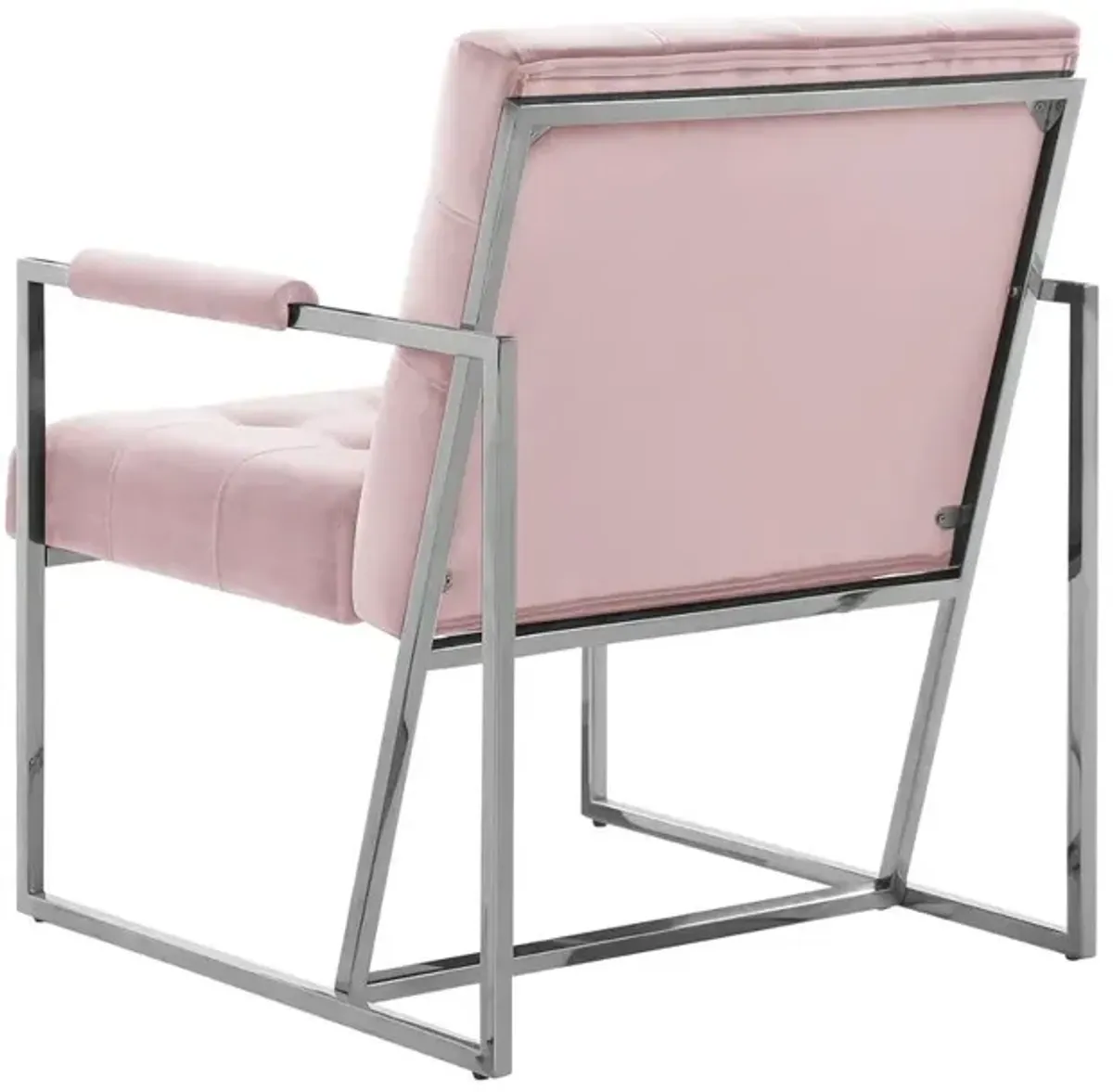 Luxor Pink Velvet Modern Accent Chair in Silver