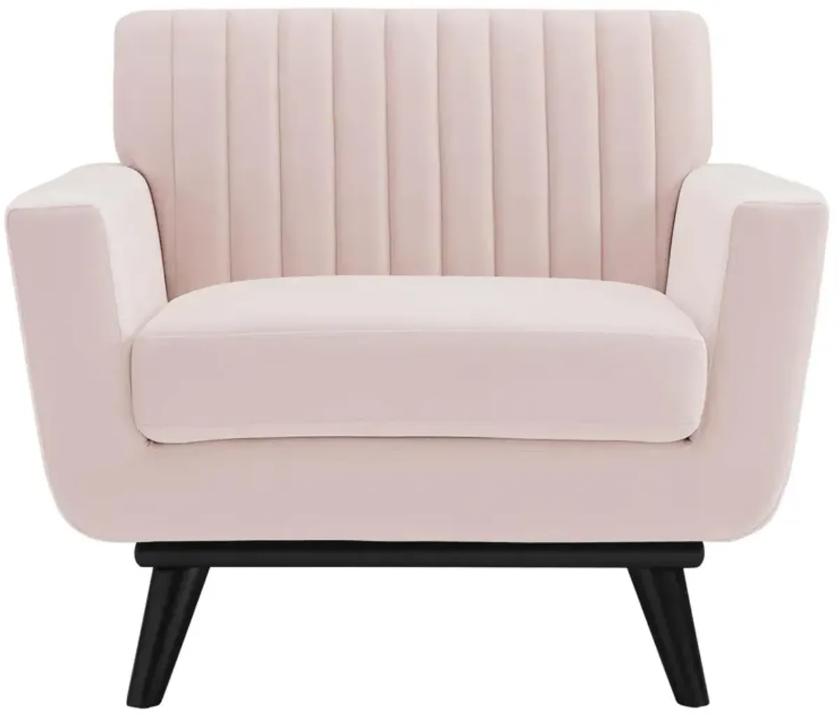 Modway Engage Channel Tufted Performance Velvet Armchair in Pink