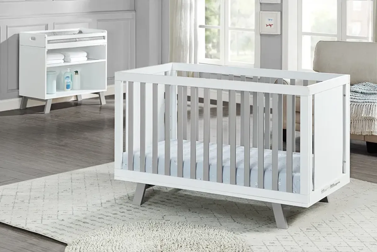 Suite Bebe Livia 3-in-1 Convertible Crib White/Gray