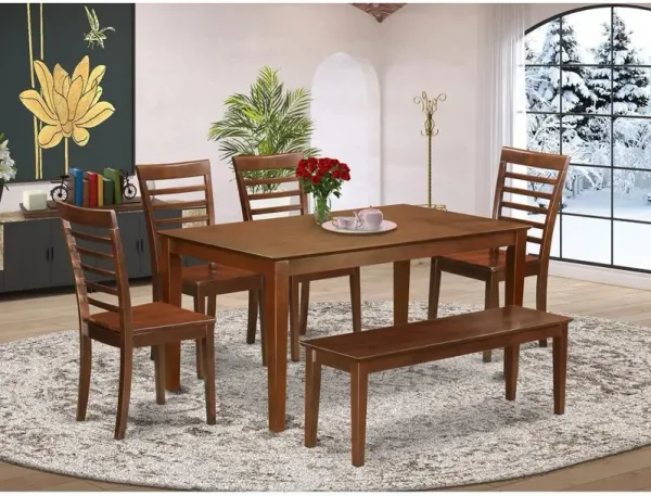 6 Pc Dining Table with bench-Kitchen Table and 4 Chairs for Dining room and the Bench
