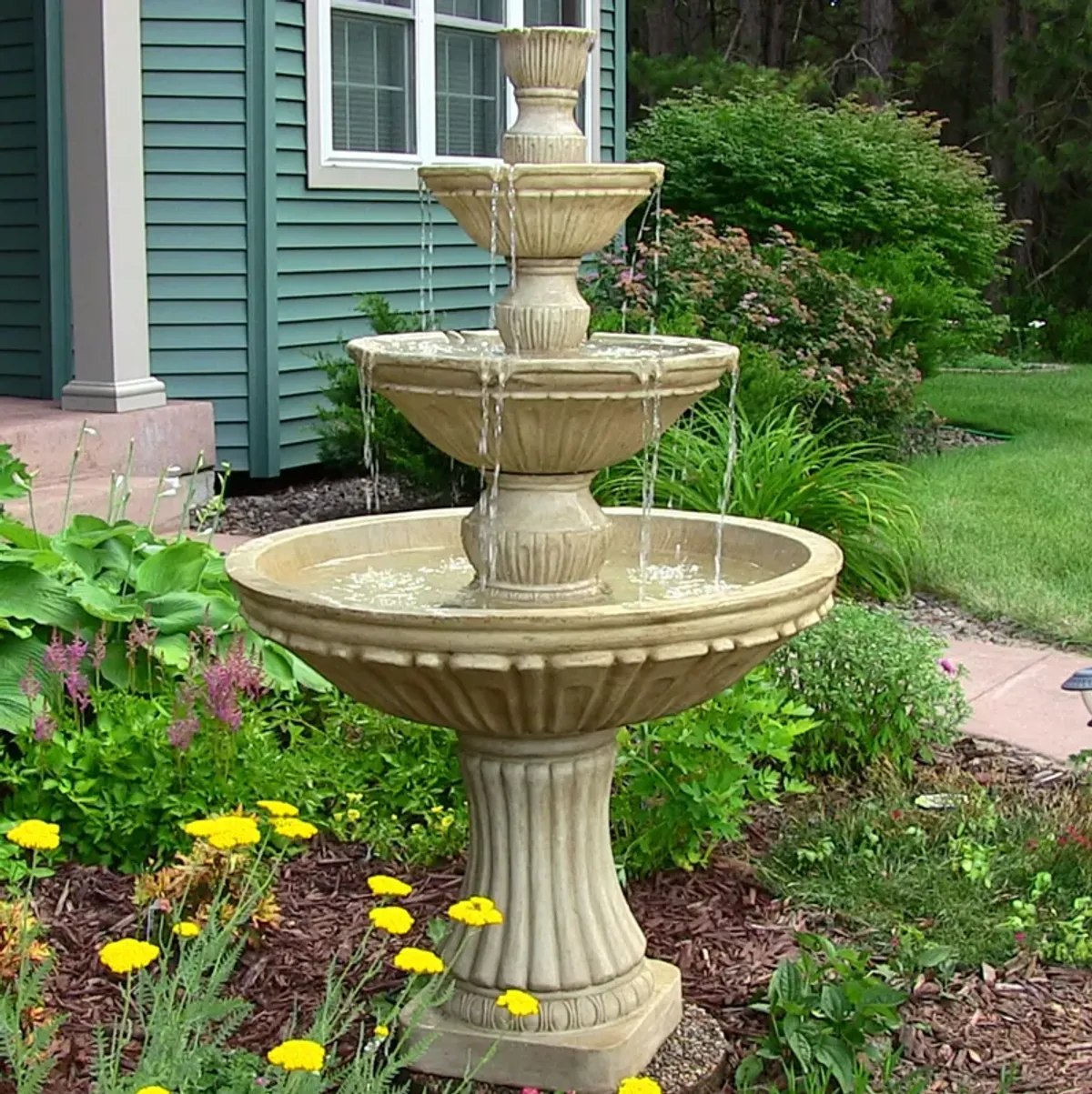 Sunnydaze Classic Designer Polystone Outdoor 3-Tier Fountain