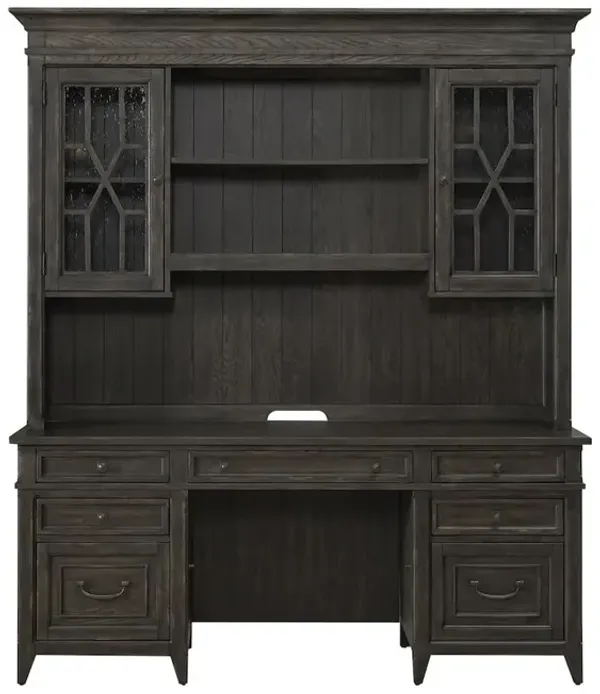 Liberty Furniture Credenza & Hutch in Rubberwood Solids w/ Split Heart White Oak Veneers