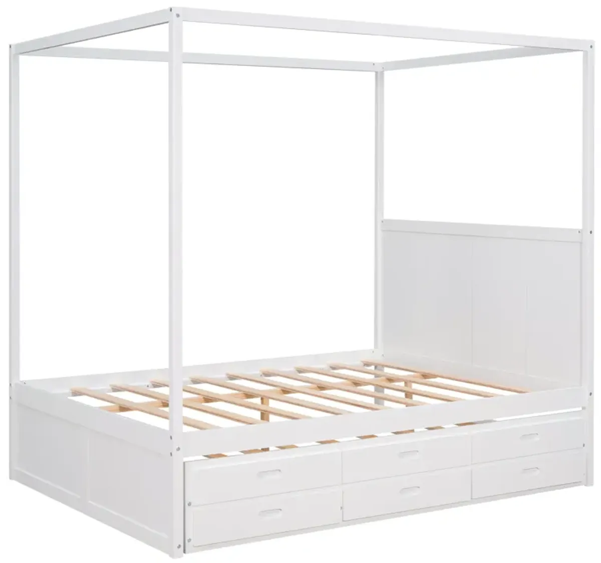 Merax Canopy Platform Bed with Trundle and  Storage Drawers